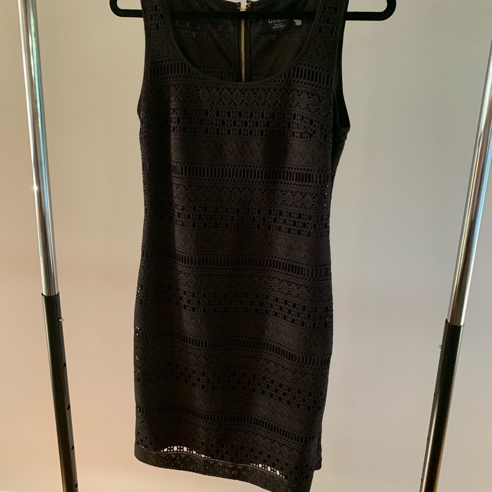 GUESS black mini crochet dress